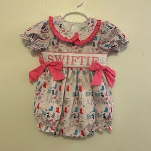 Taylor swift smocked Pink Baby Romper